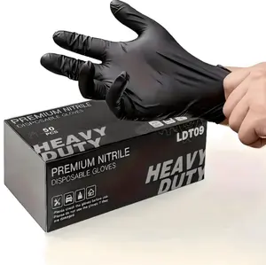 500pcs Black Nitrile Disposable Gloves, Exam Gloves, Powder-free, Latex-free, 3mil, Case of 10 Boxes