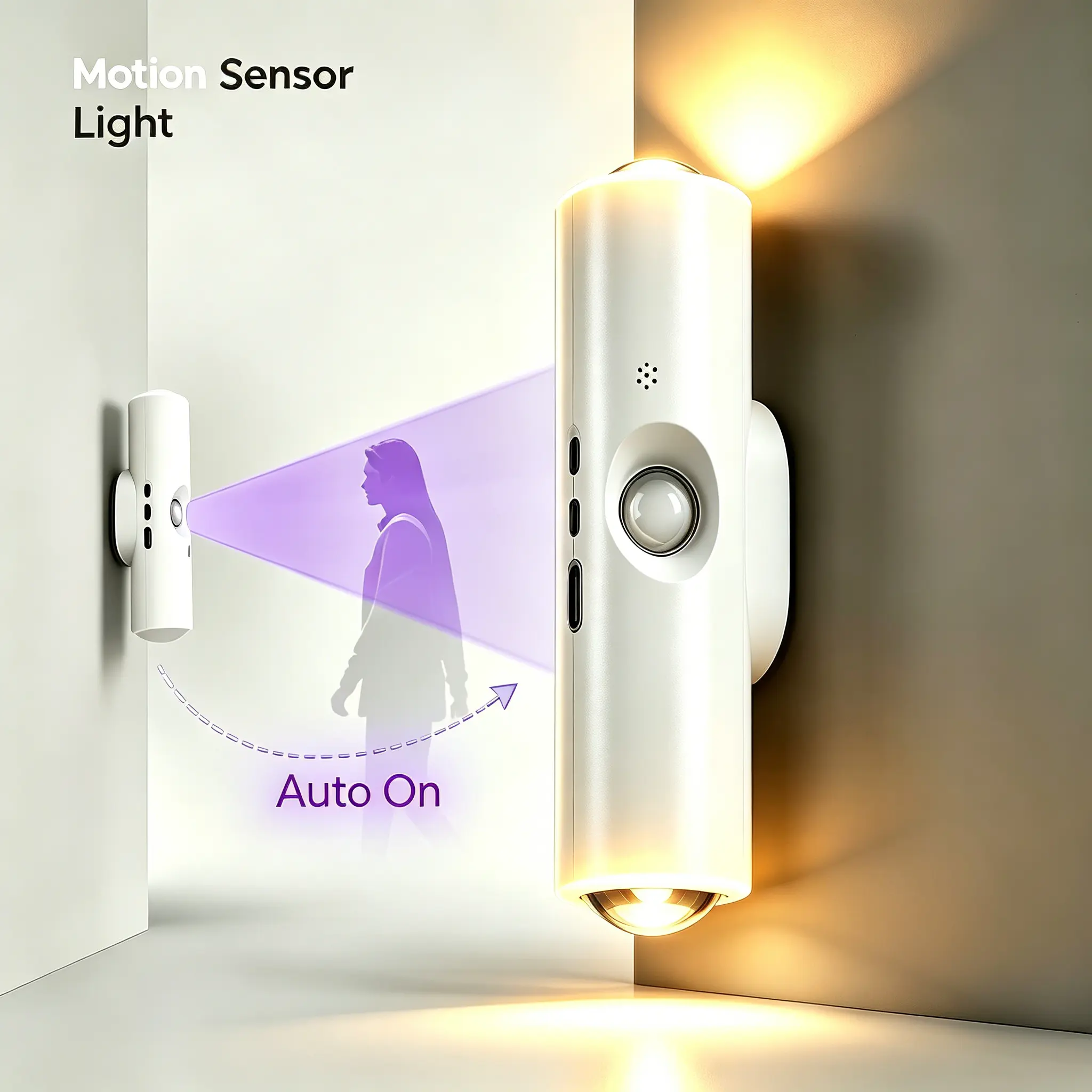 Rechargeable Smart LED Motion Sensor Ambient Lamp - Auto-On, 7-RGB Color-Changing Magnetic Wall Fixture for Stairs, Wardrobes, Home Decor#LEDlights #MotionSensorLight #RechargeableLight #RGBlight #WallLamp #HomeDecor