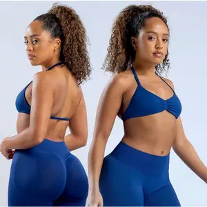 2025 Dfyne Impact Strappy Bra With Logo Strappy Backless Yoga Gym Bra Removable Cups Women Workout Clothing Gym Top Halter Sport Bras