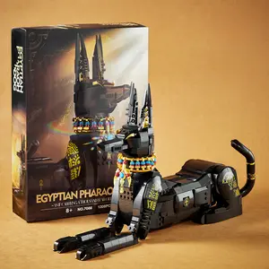 Deke Egyptian Pharaoh Dog Building Block Kit 3D DIY Assembly Model 1208 Granules Creative Desktop Decoration Festival Gift for Kids & Adults Exquisite Gift Box 44x12x26cm