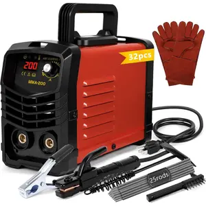 200Amp Welding Machine with 25 Rods, Portable 110V ARC Stick Welder for 1/16"-1/8" Rod, Synergic Control, IGBT Inverter with Hot Start & Anti-Stick, All-in-One Starter Kit for Home & DIY