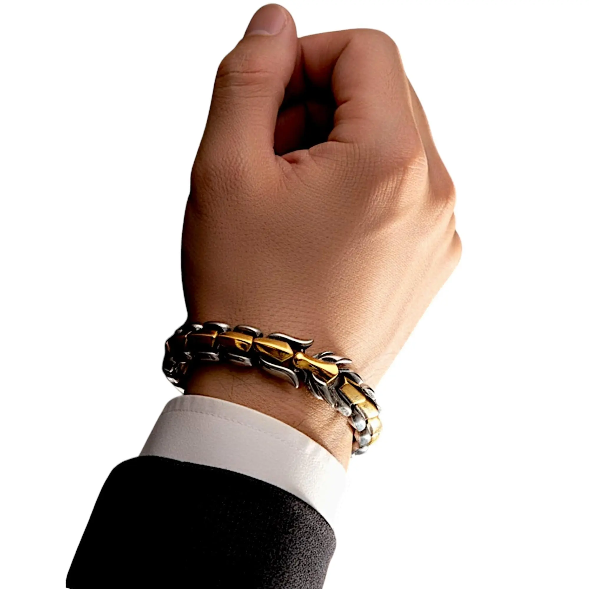 Men’s Dragon Scale Bracelets & Bangles - Alloy Charm Wristband, Press-Open Design, Non-Fading, Durable, Ideal for Gifting