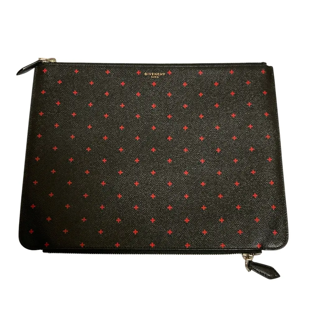 Pre-owned GIVENCHY Others Tote Bags W Zip Cross Dot Leather Clutch Bag