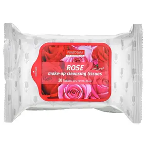 Purederm Make-Up Cleansing Tissues, Rose, 30 Tissues