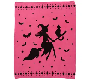 Berkshire Halloween Icon Jacquard Plush Throw 60x70 inches Soft Cozy Halloween Decorative Blanket for Couch Bed Living Room Fall Winter Home Decoration