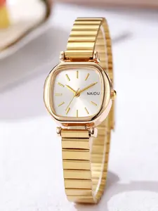 New Small Square Watch Steel Band, Fashionable Minimalist Women's Wristwatch, Luxury Quartz Watch, Trendy Ladies' Timepiece