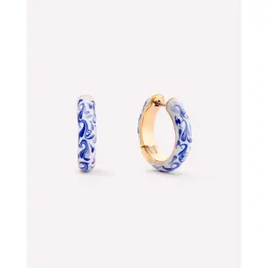 Hoop Earrings - Giulia Medium Marble Blue