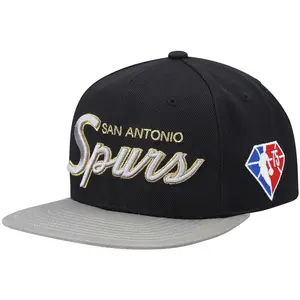 MENS MITCHELL & NESS NBA 75TH GOLD SNAPBACK SPURS - BLACK