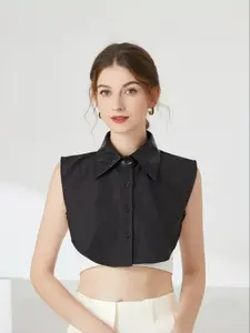 Women PU Leather Detachable Fake Collar, Chic Layered Shirt Dickey Collar Insert, Perfect for Sweaters, Dresses & Jackets