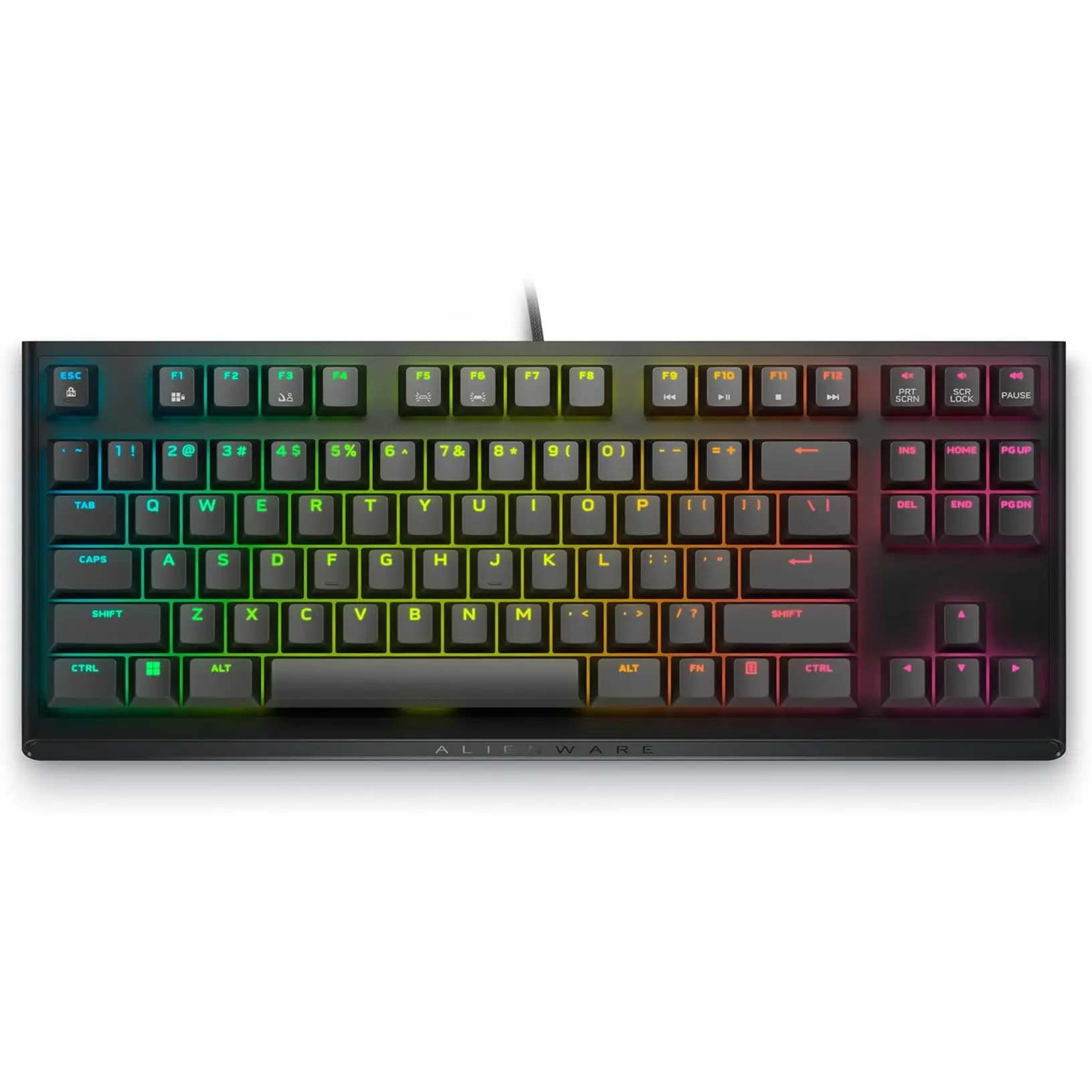 Alienware Low-Profile RGB Gaming Keyboard AW510K, Alienfx per Key RGB LED Color Backlighting, Media CONTROLS & USB Passthrough, Cherry MX Low Profile Red Switches