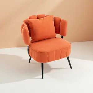 Accent chair with pocketed coiled seat, corduroy barrel armchair for living room, comfortable modern sofa armchair for small spaces, bedroom reading