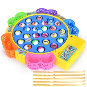 Electric Fishing Game Set for Kids, Includes 24 Small Fish & 5 Rods, Music Switch, Rotating Plate, Educational Gift, Requires Aa Batteries, Pretend Play Set