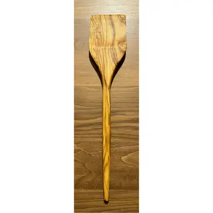 Handcrafted Olive Wood Long Spatula 14" - Natural, Durable, Antibacterial Kitchen Utensil for Cooking & Serving