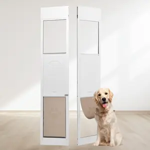 SummerWinsVEVOR Dog Door for Sliding Glass Door, 75 7/8-80 11/16 Adjustable Height Doggy Door for Sliding Doors, Aluminum Frame Tempered Glass Pet Door with Hinge Structure Flap and Lock for Large-Sized Dogsdealsforyoudays