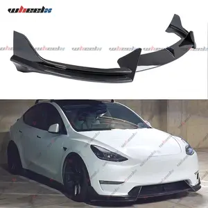 2020-2024 Tesla Model Y Front Bumper Lip 3PCS | AD Style Chin Splitter Spoiler Carbon Fiber Pattern | Body Kit Protection | Direct Fit Electric Vehicle Accessories Upgrade