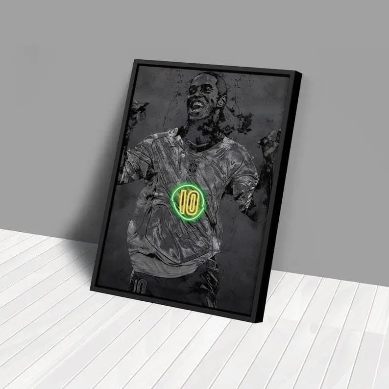 [ SPORT POSTER- UNFRAMED POSTER] Ronaldinho Poster - Brazil Soccer Print, Unframed Wall Art, Kids' Room, Man Cave, Fan Gift, Home Decor