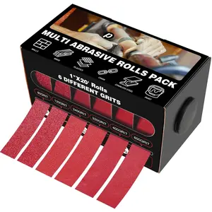 Emery Cloth Roll, 6 Grits 1'' x 19.7' Sandpaper Roll 80 120 240 320 400 600 Emery Cloth for Metal, , Automotive Furniture, Wet/Dry Sanding Paper with Dispenser, 6 Meters Per Roll