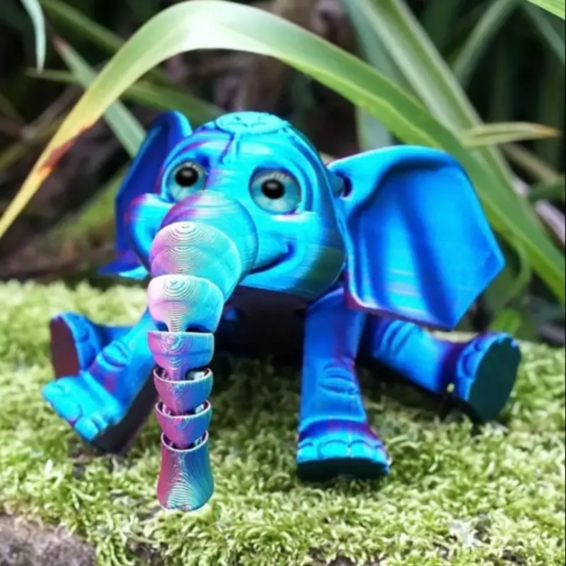 3D Printed Elephant Toy, 1 Count Cute Elephant Figurine, Articulating Animal Figurines, Animal Decorations, Creative Home Decor Sculptures for Living Room, Bedroom, Office, Interior Decoration Accessories, Ornaments