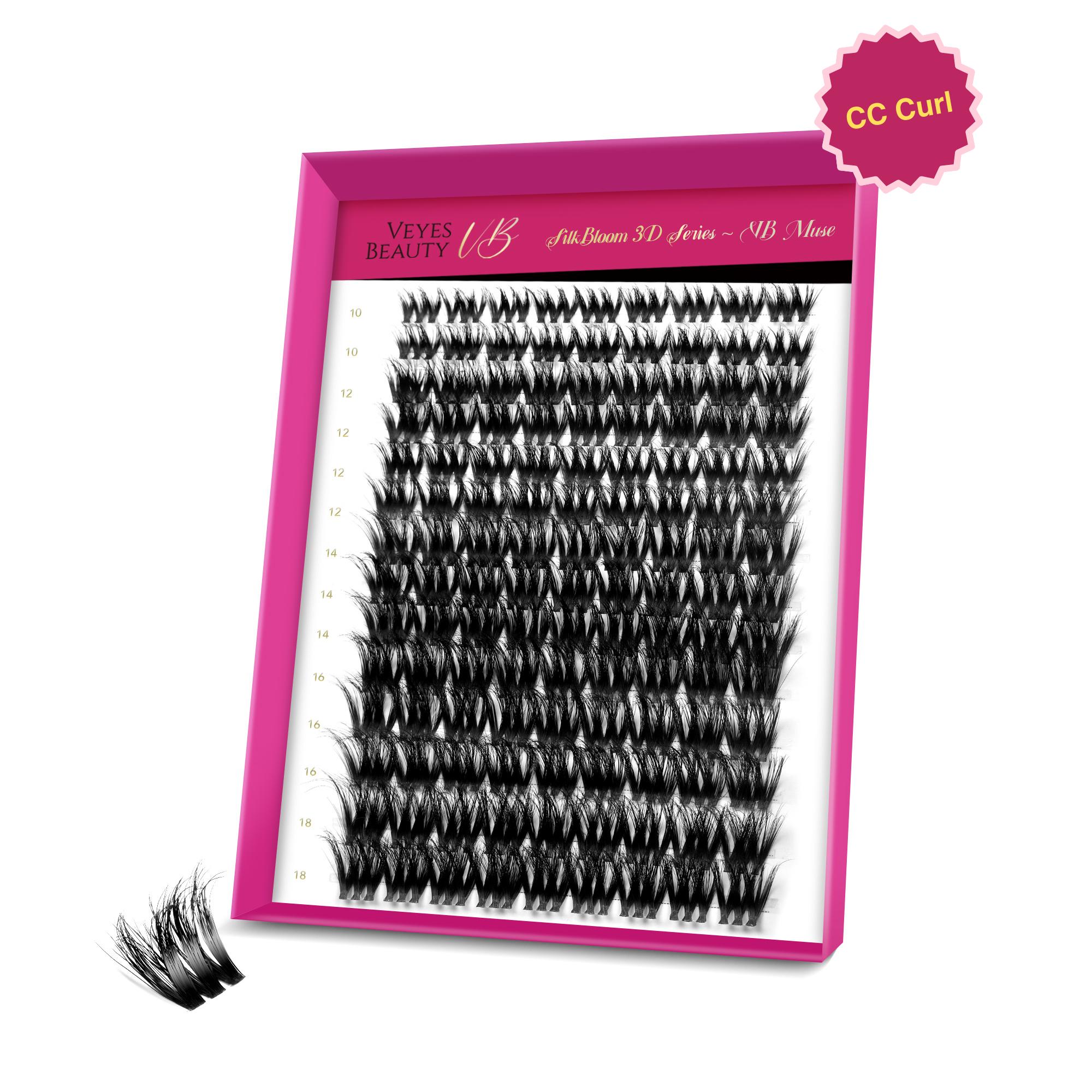 VEYESBEAUTY VB-Muse 3D Volume Cluster Lashes Individual Lash Extensions Layered Fluffy Eyelashes Wispy Faux Mink Lash Newbie's Five-Second DIY Mixed Length Large Tray for Self Application Makeup at Home Cosmetic Eyelashes Extensions