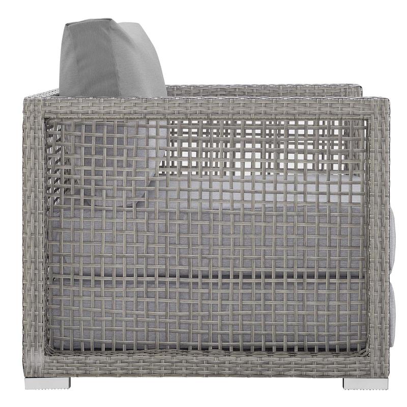 Modway Aura Rattan Outdoor Patio Armchair in Gray Gray