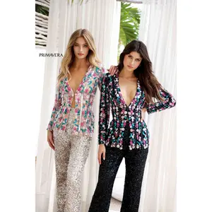 Primavera Couture 4388 Long Formal Floral Sequin Pantsuit