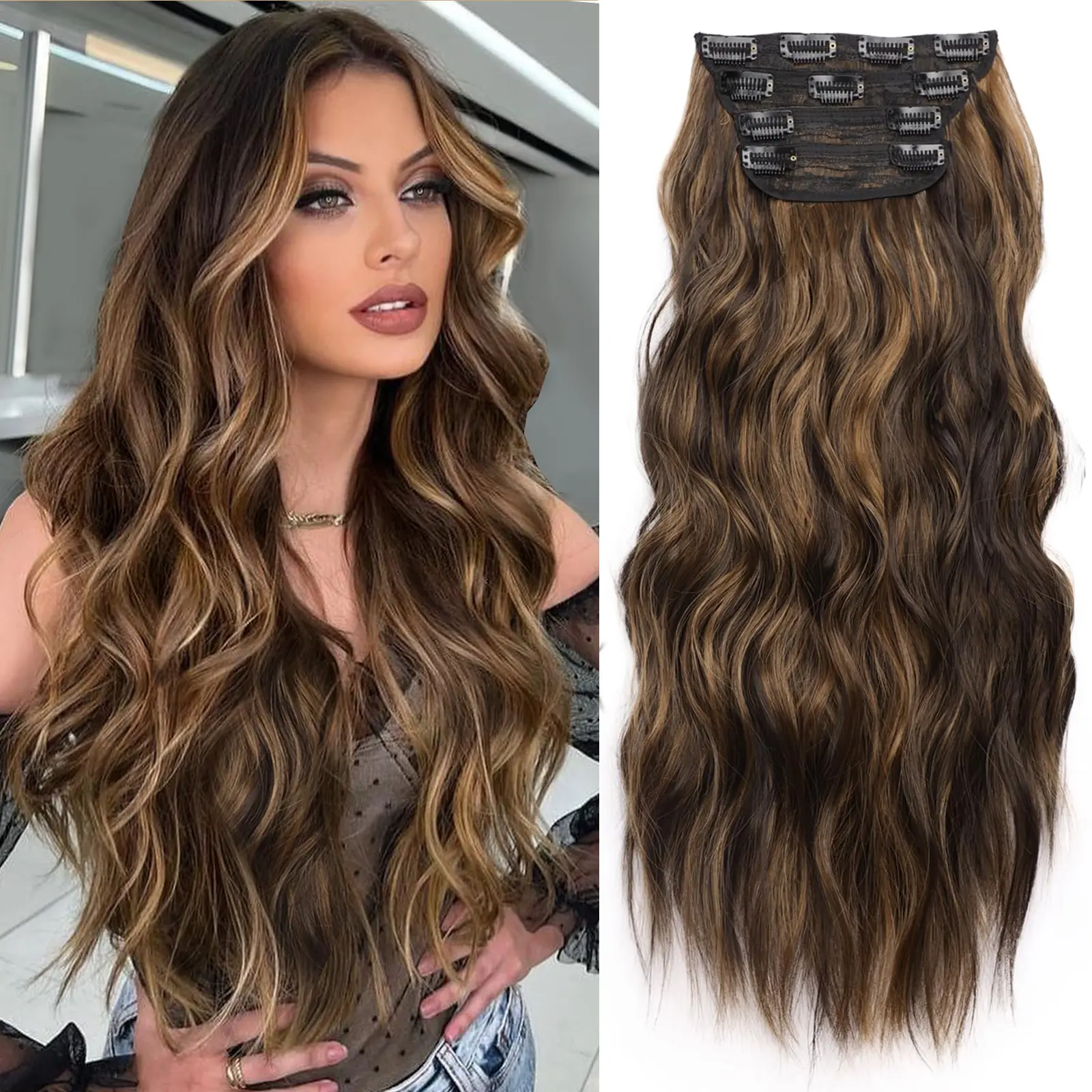 Balayage Dark Brown to Chestnut-24inch