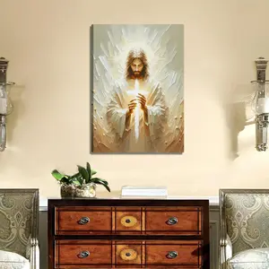 Jesus Canvas Wall Art Featuring the Christian Cross and Divine Mercy Imagery, A God-Inspired Painting for Church, Prayer Room, or Living Room Wall Decoration.