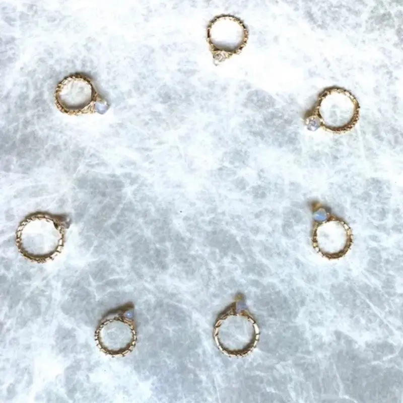 Handmade Raw Crystal Healing Moonstone Stacking Ring for Women - Delicate and Elegant,Healing Jewelry