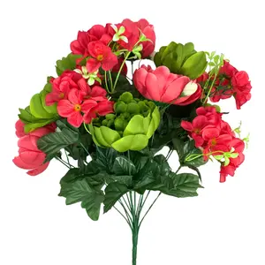 Peony / Hydrangea Mixed Bush x 18 - Hot Pink/Green Mix 20" | CZE