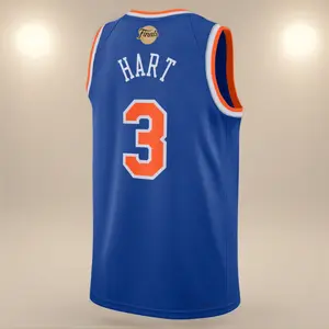 2026 Hart #3 Blue Swingman Basketball Finals Jersey full logo – Icon Edition - Retro Pro Style Hoop Fan Shirt