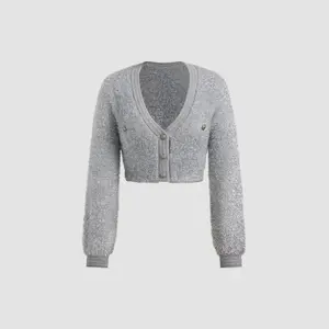 Cider [size 2-10] V-neck Knitted Long Sleeve Crop Cardigan