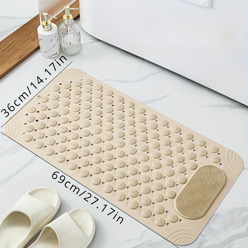 1pc non-slip shower mat, bathtub mat with drain holes and suction cups, foot massage shower rug, home bathroom, bathroom necessities.
