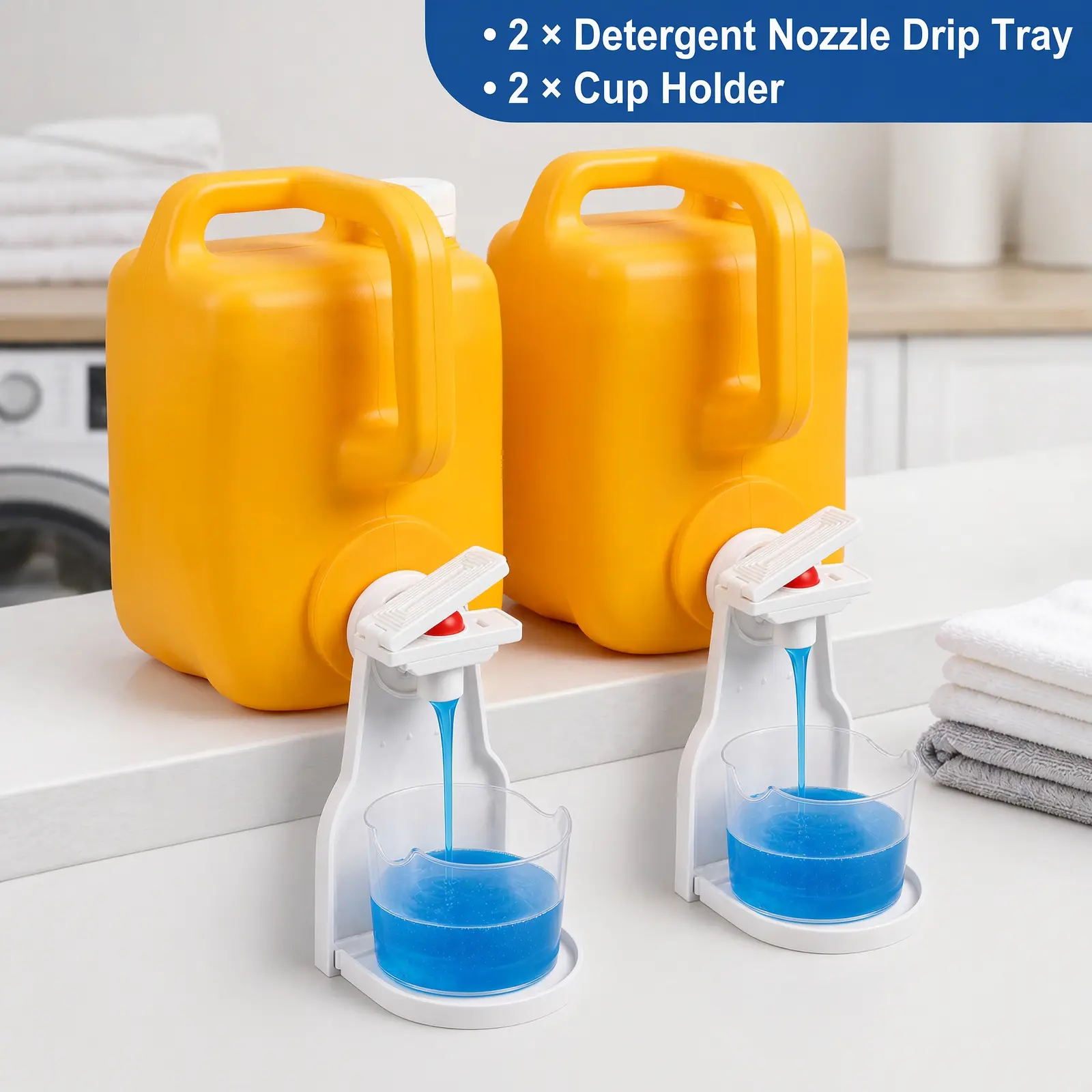 Leak-Proof Press Liquid Soap Dispenser Holder with Drip Tray - Mess-Free Laundry Detergent Stand for Daily Organizing, Laundry Room Clutter-Free Environment, Fast Local U.S. Shipping