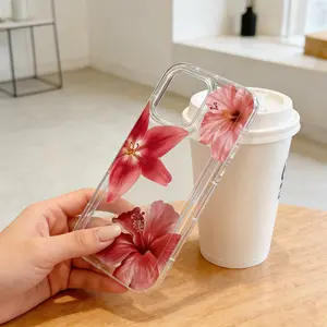 Clear Flower Pattern Phone Case, Creative Soft Phone Protective Cover, Phone Accessories Compatible with iPhone 11 12 13 14 15 16 17Pro Max, Protector Casing