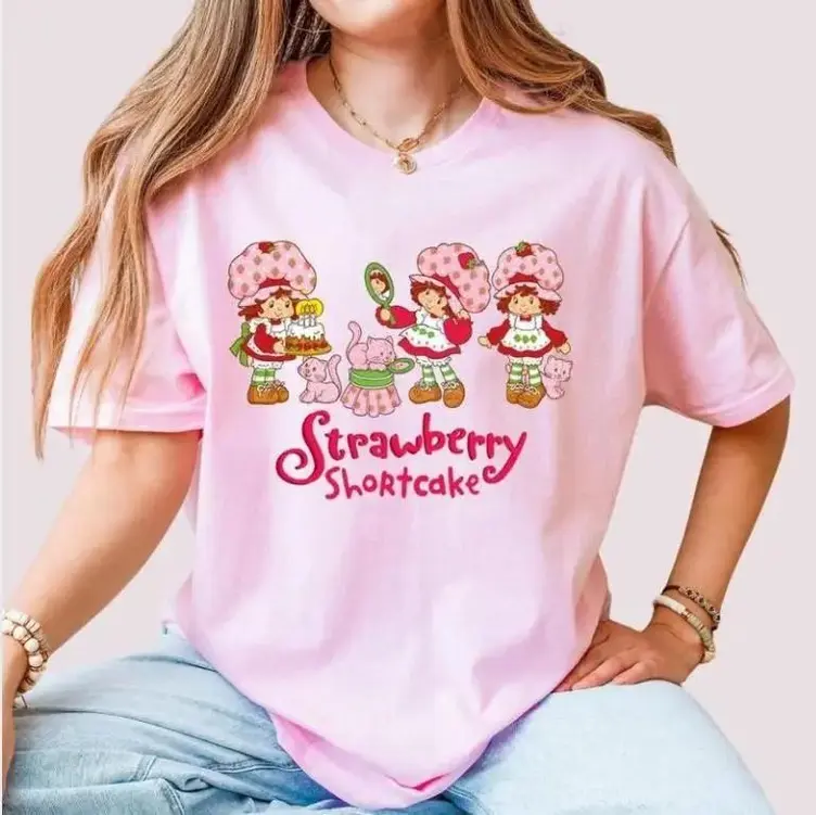 Youth + Adult, Strawberry Shortcake Vintage Cartoon shirt, Children's Book tee, Cute Strawberry Cartoon, Big Friendship, Strawberry Bitty girls caketopper, Xmas Gift, Gift For Her, Gift For Him
