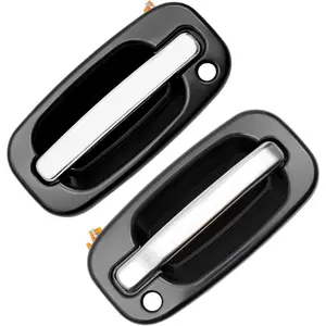 Exterior Door Handles, Compatible With 1999-2007 Chevy Silverado,Suburban,Tahoe,Avalanche, GMC Sierra,Yukon,Escalade, Chrome Lever, Front Left & Right Side| Replaces# 15034985, 15034986