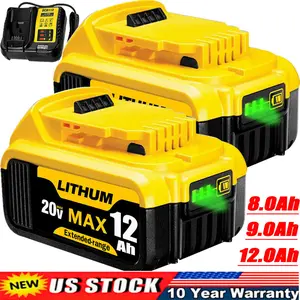 High quality Packs For DeWalt 20V 20 Volt Max XR 12.0AH Lithium Ion Battery DCB206-2 DCB205-2