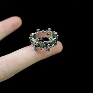 VY Dark Punk Cross Open Ring - Retro Gothic Statement Jewelry for Men & Women