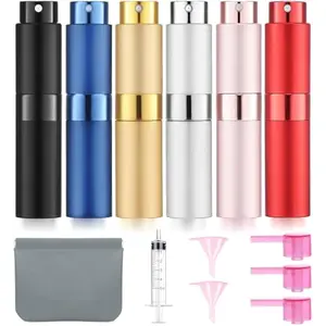 6 Pack 8ML Empty Perfume Atomizer Cologne Travel Spray Bottle for Refill Portable Cologne Dispenser Mini Sprayer for Women Men Twist Tpye