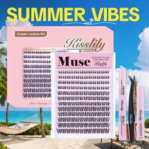 Muse | Kisslily Ghost Lashes Vibe but Better Long-Lasting, Waterproof & Super Soft & Invisible Band | Waterproof Long-Lasting Natural Daily Beginner-Friendly DIY Lashes for Flawless Voluminous Look Trendy Must-Have Clusters #Summervibes summerwins