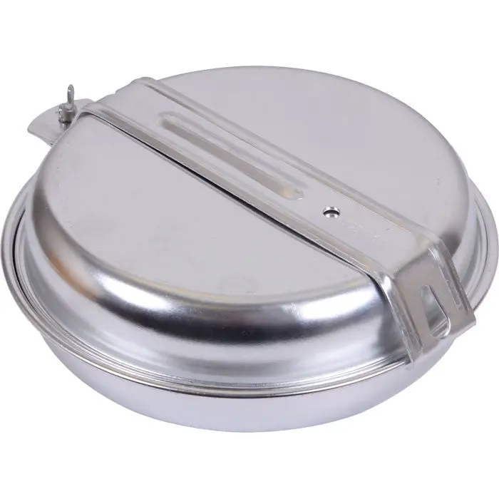 Military Government Issue Style Deluxe 5-Piece Aluminum Mess Kit, Compact Outdoor Hiking Camp Kitchen Essential, Deluxe Set, Space Efficient