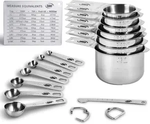 Kaluns Measuring Cups and Spoons Set, 16 Piece Set, Stainless Steel Kitchen Measuring Tools