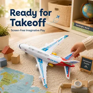 A380 Airplane Toy with Lights and Sounds, Electric Bump and Go Passenger Jet Plane, Realistic Aircraft Model Toy for Kids Boys Girls