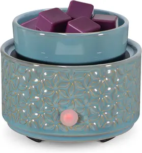 Electric Wax Melt Warmer 4-in-1 Candle Warmer for Scented Wax Melter Cute Ceramic  Wax Burner for  Office Bedroom Deco  for Women Dark Blue