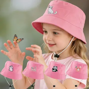 1 Piece Kids Adjustable Cute Cartoon Pattern Bucket Hat Sun Hat Animal Hats Casual Outdoor,Perfect for Vacation and Summer Camp Outdoor Activities(2-6Y)