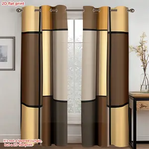 2D Flat - 2D Flat - Two Items, Flat 2D Printed, Semi-Opaque And Semi-Transparent Perforated Drapes, Modern Solid Color Block Curtains. Suitable for Home Decor in Bedrooms, Living Areas, Kitchens, Cafes, And Study Spaces
