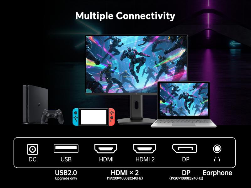 KTC 27" 1080P FHD 240Hz Gaming Monitor, Fast IPS Computer Monitor with Adaptive Sync, HDR10, Height Pivot Tilt Adjustable, Vesa Mount, HDMI/DP/USB, H27F7