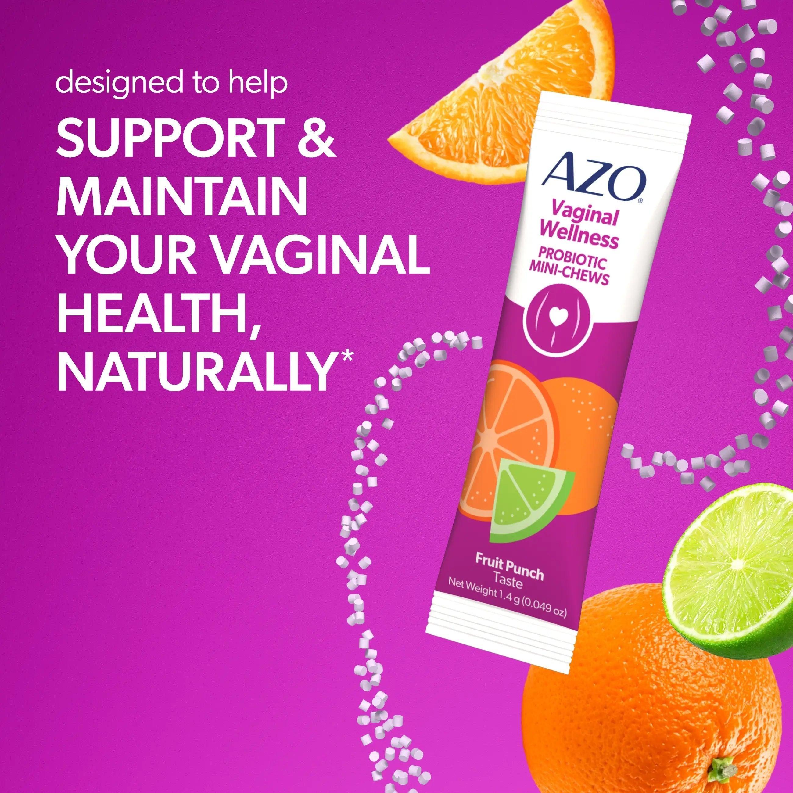 AZO Vaginal Probiotic Mini-Chews - Daily Feminine Wellness Chews - Probiotic Supplement Packets, Great-Tasting Chewable Format