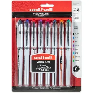 Uni-Ball UBC90199PP 0.8 mm Elite Rollerball Pen - Pack of 8