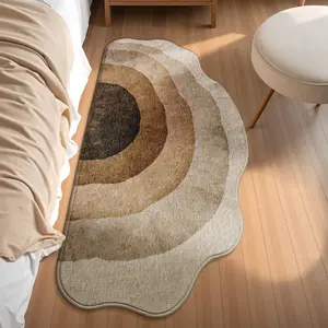 European Style Geometric Gradient Rug, Non-Slip Plush Carpet for Living Room Bedroom, Easy Care Floor Mat for Bedside Lounge Area